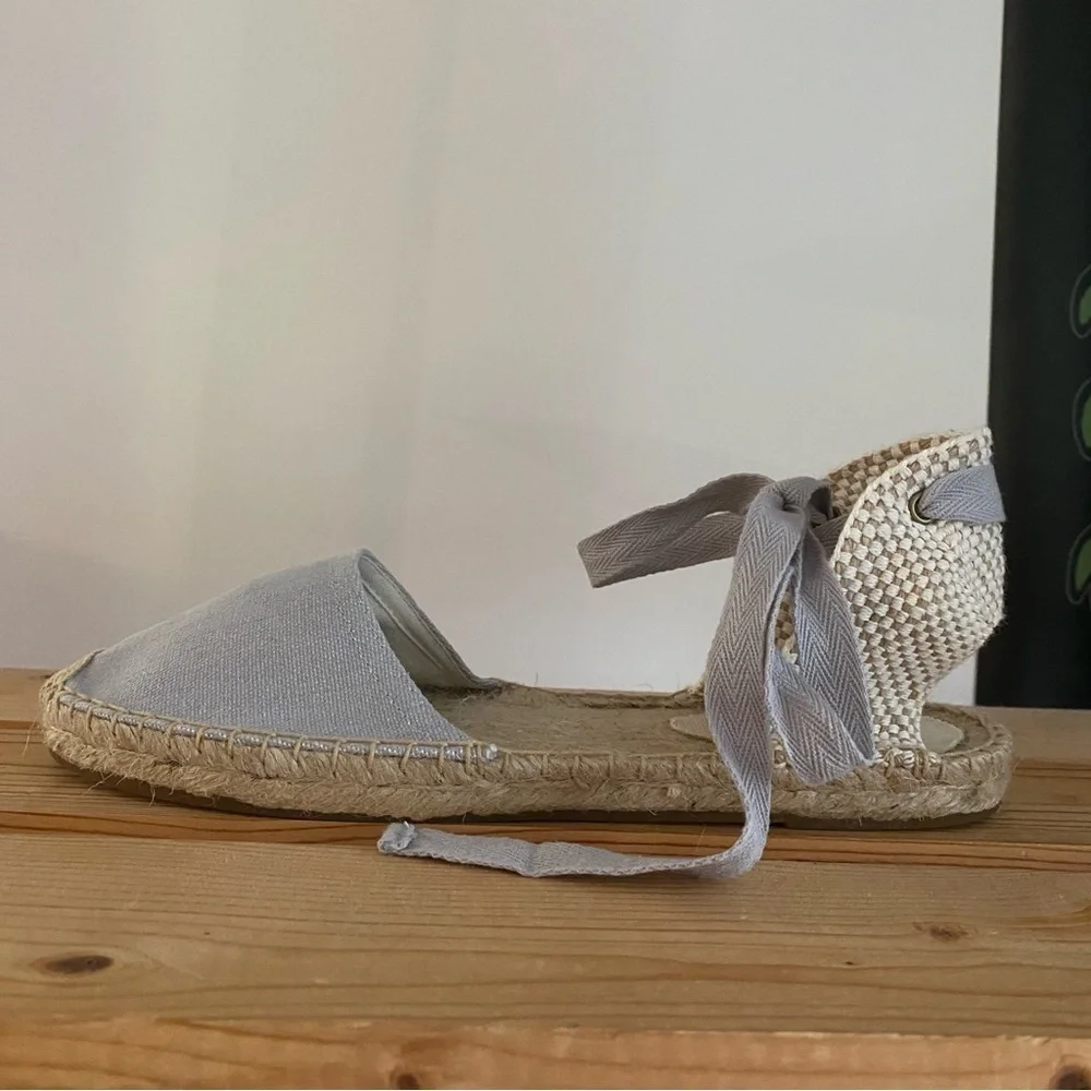 Soludos Gray Lauren Lace Up Espadrille Shoes 9.5